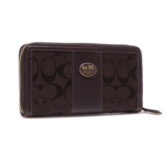 Coach Zippy In Signature Large Coffee Wallets BLR - Click Image to Close